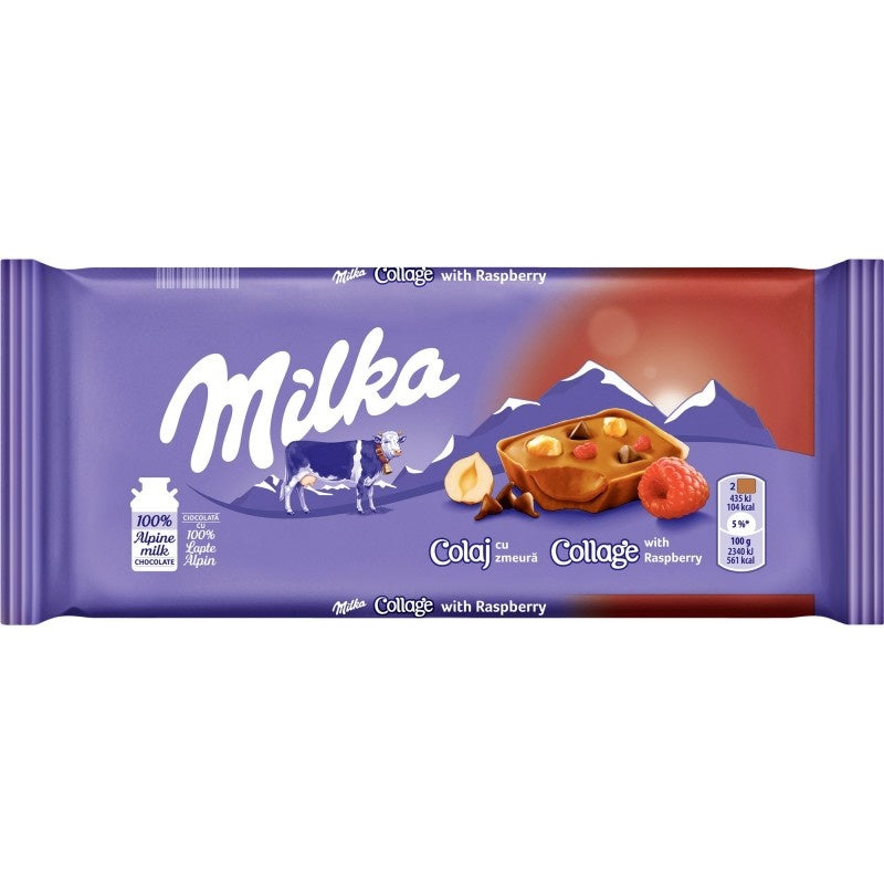 Milka Collage Ciocolata cu alune si zmeura 93g