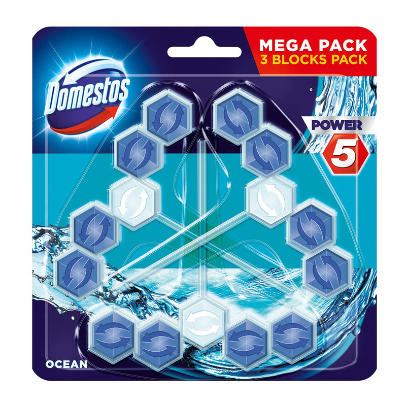 Domestos Power 5 odorizant de toaleta Ocean, 3x55g