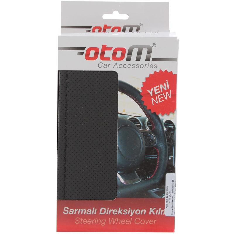 Otom Husa auto pentru volan din piele sintetica cu snur, 37-39 cm, negru