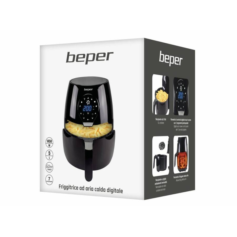 Beper Friteuza cu aer cald P101FRI050, 1450W, 7 programe, afisaj digital