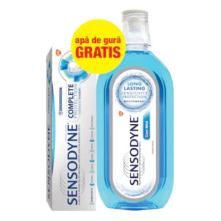 Pachet Sensodyne Complete Protection 75ml + Apa de gura Cool Mint 500ml