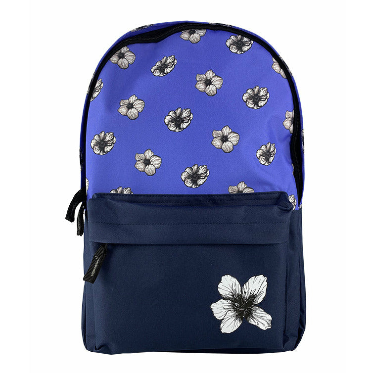 Pigna Ghiozdan Simply Teens cu 1 compartiment cu buzunar, model Flori, mov, 42x30x14 cm