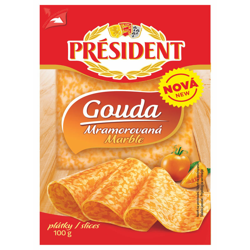 President Gouda marmorata felii 100g