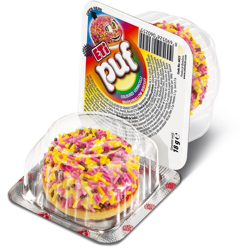 Puf rainbow  biscuiti cu bezea si granule colorate de fructe 18g