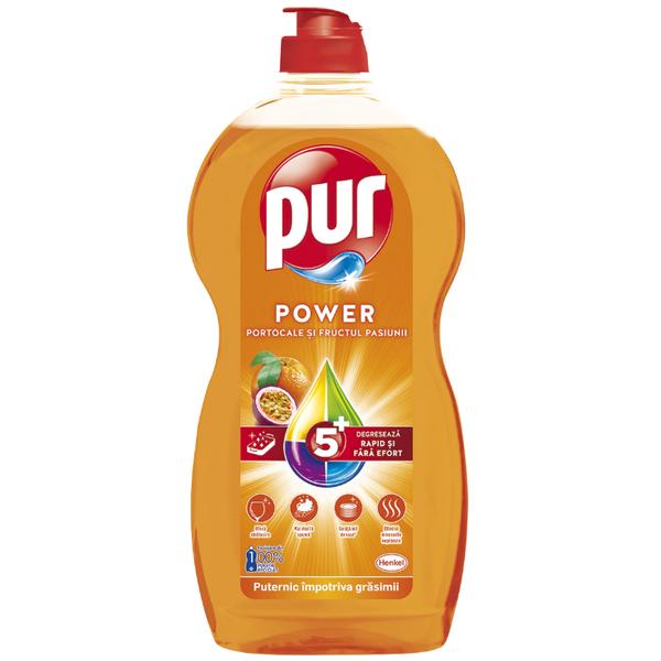 Pur Power 5+ Detergent de vase cu portocale si fructul pasiunii, 450ml