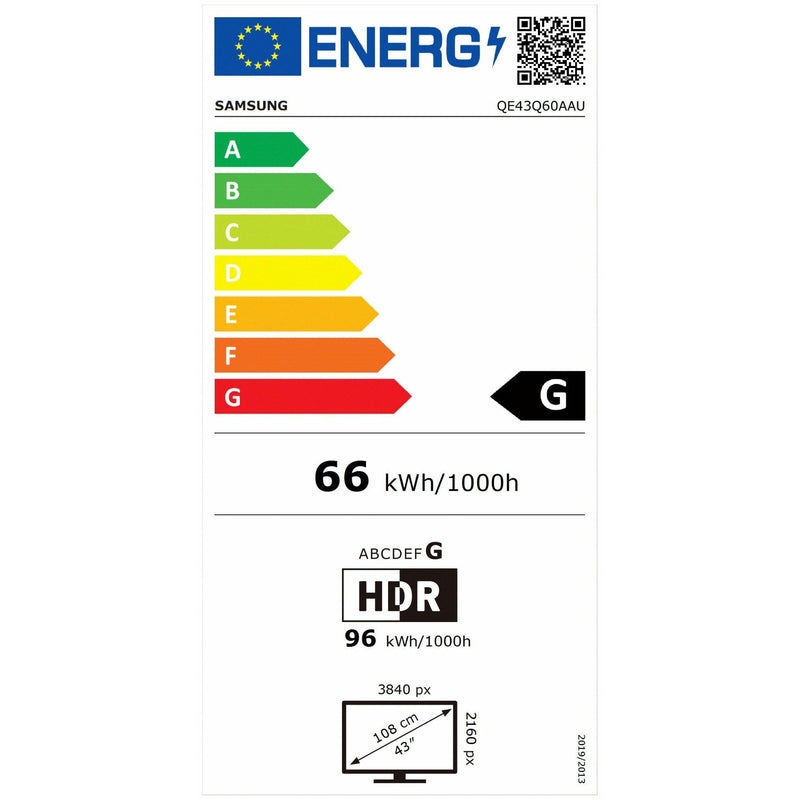 Televizor QLED Smart Samsung QE43Q60AAUXXH, Ultra HD 4K, HDR, Clasa G, 108 cm