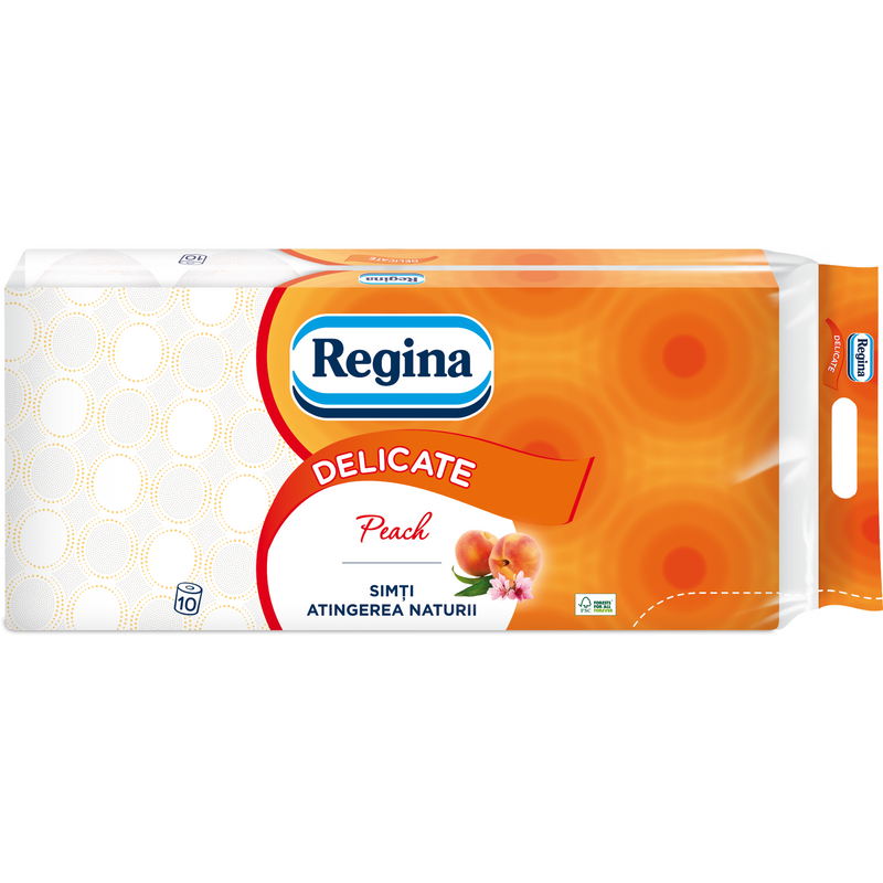 Regina Delicate Peach Hartie igienica cu parfum de piersica, 3 straturi, 10 role