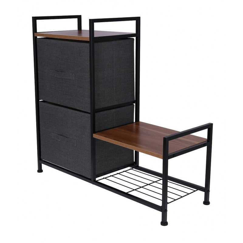 Raft metalic pentru pantofi cu 2 sertare TB73, 83x29x77 cm, gri