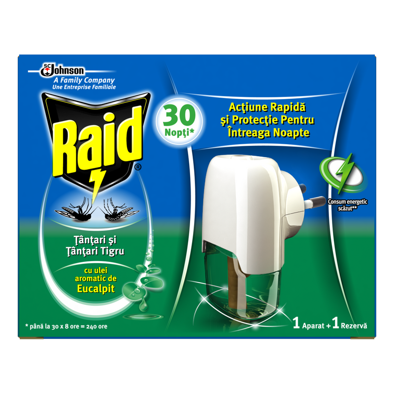 Raid Liquid Electric Aparat Tantari cu Eucalipt 30 nopti  21 ml