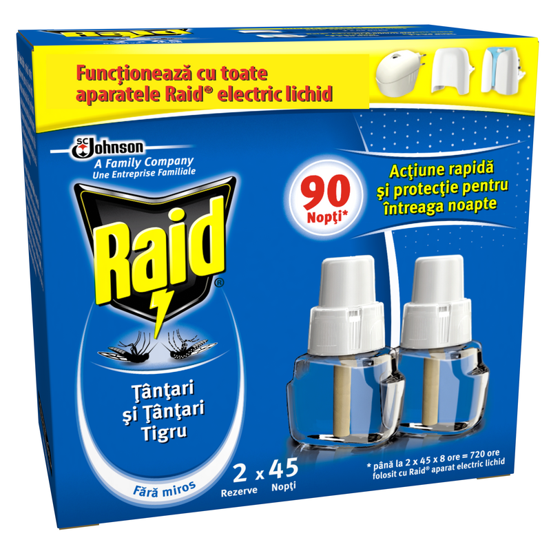 Raid Liquid Electric Rezerva Dubla Tantari 90 Nopti - 90 de nopti la pret de 60  2 x  27 ml
