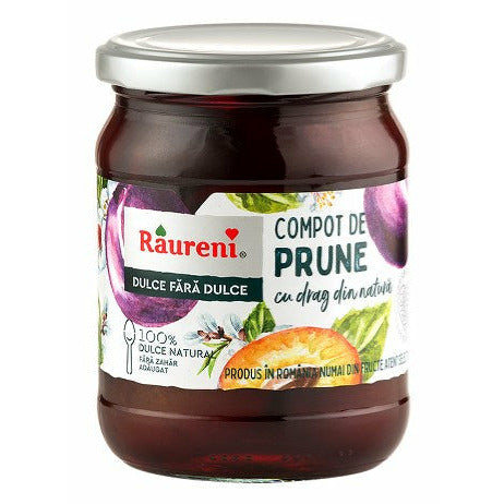Raureni Dulce fara Dulce compot de prune intregi fara zahar, 520g