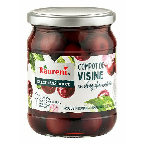 Raureni Dulce fara Dulce compot de visine fara zahar, 520g