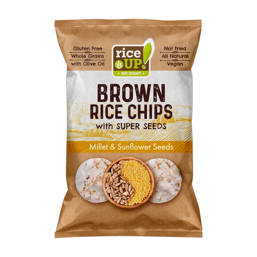 Rice Up! Chips din orez brun cu seminte de mei si floarea soarelui 60g