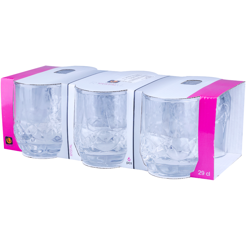 Set pahare whisky Uniglass Rystal, 290 ml, 6 bucati