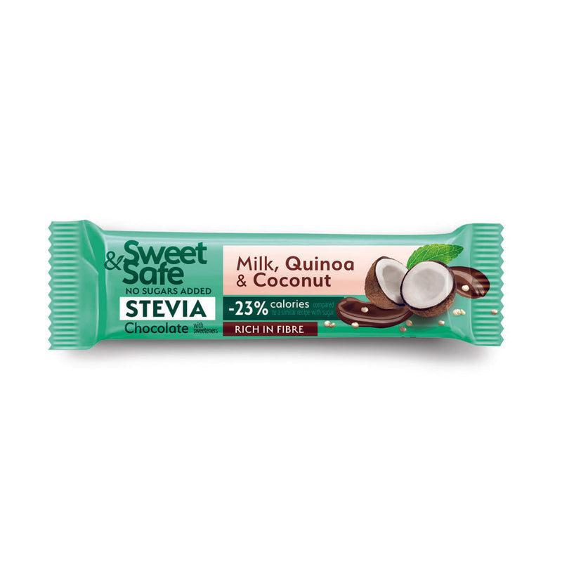 Sly Ciocolata cu lapte, cu quinoa si cocos, dietetica 25gr