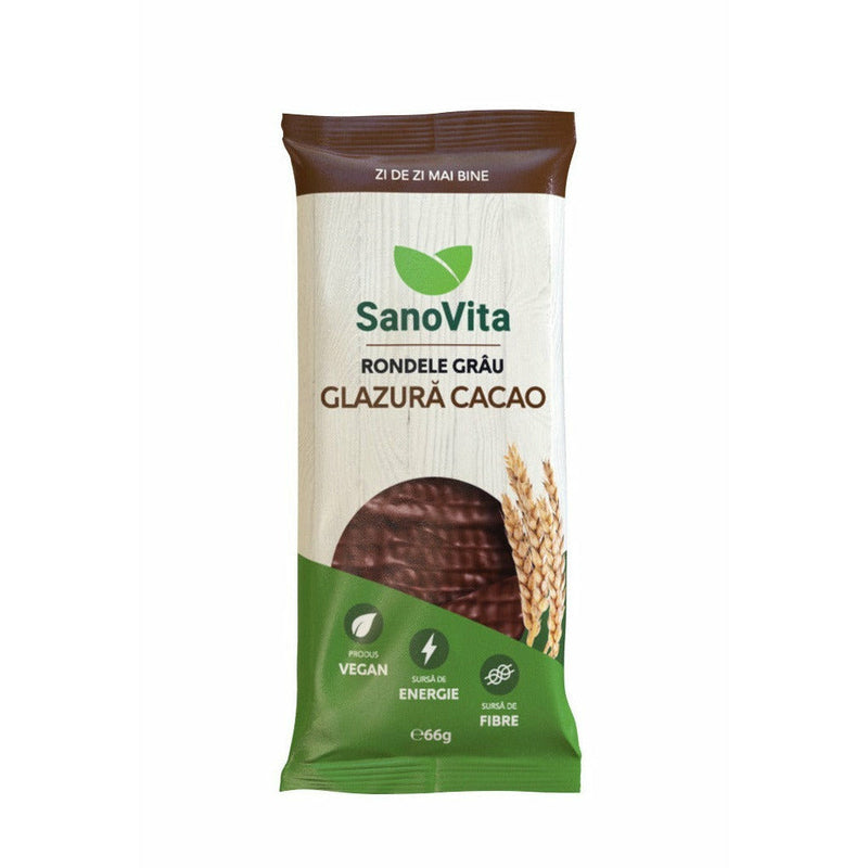 SanoVita Rondele din grau cu glazura de cacao 66g