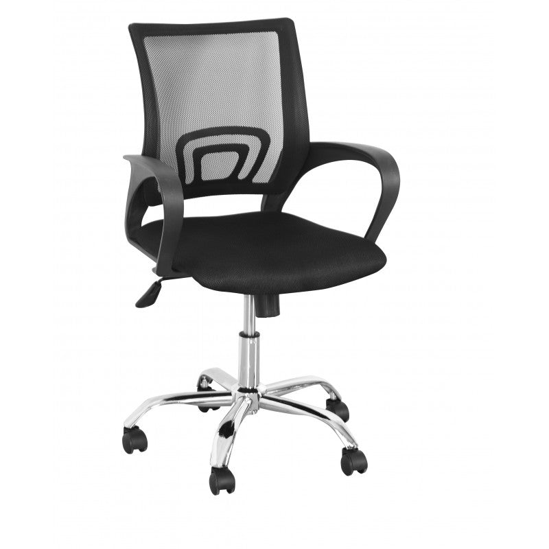 Scaun rotativ pentru birou Grunberg QZY6001, 57x51x90 cm, negru