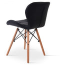 Tapecirana stolica sintetičkom kožom Grunberg QZY1711, drvo/metalne noge, crna