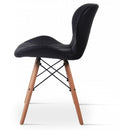 Upholstered chair with synthetic leather Grunberg QZY1711, wood / metal legs, black