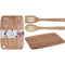 Set ustensile bucatarie si tocator din bambus, 3 piese