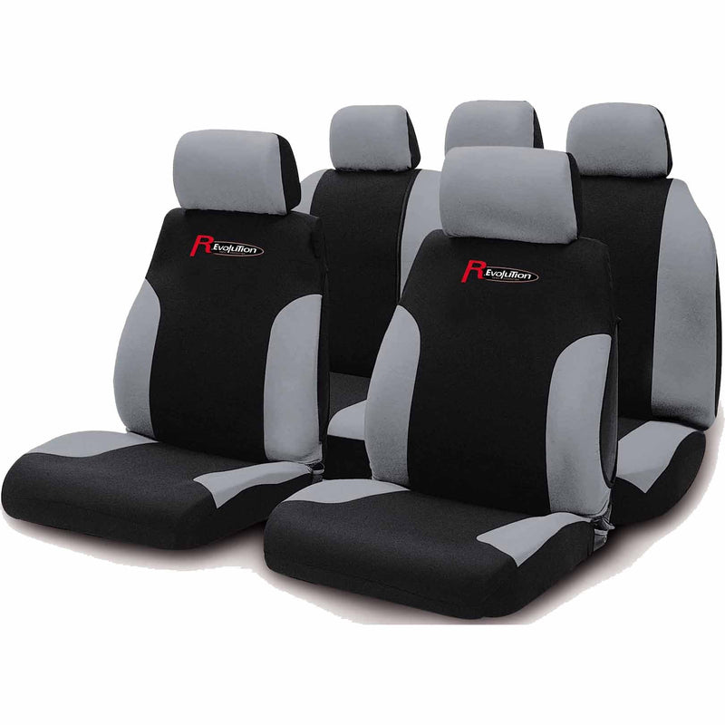 Set huse auto Revolution Puma, 9 piese, negru/gri