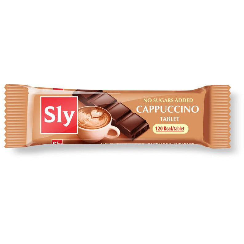 Sly tableta cu cappuccino, fara zaharuri adaugate, cu indulcitor, 25g