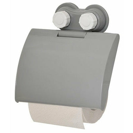 Suport pentru hartie igienica din platic cu ventuze, gri