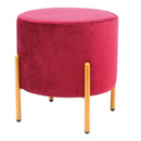 Taburet rotund tapitat cu catifea Grunberg TB96, picioare din metal, 39x39 cm