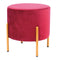Taburet rotund tapitat cu catifea Grunberg TB96, picioare din metal, 39x39 cm