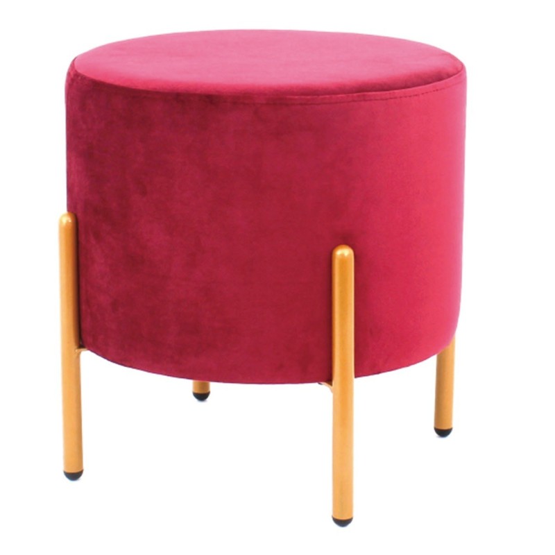 Taburet rotund tapitat cu catifea Grunberg TB96, picioare din metal, 39x39 cm