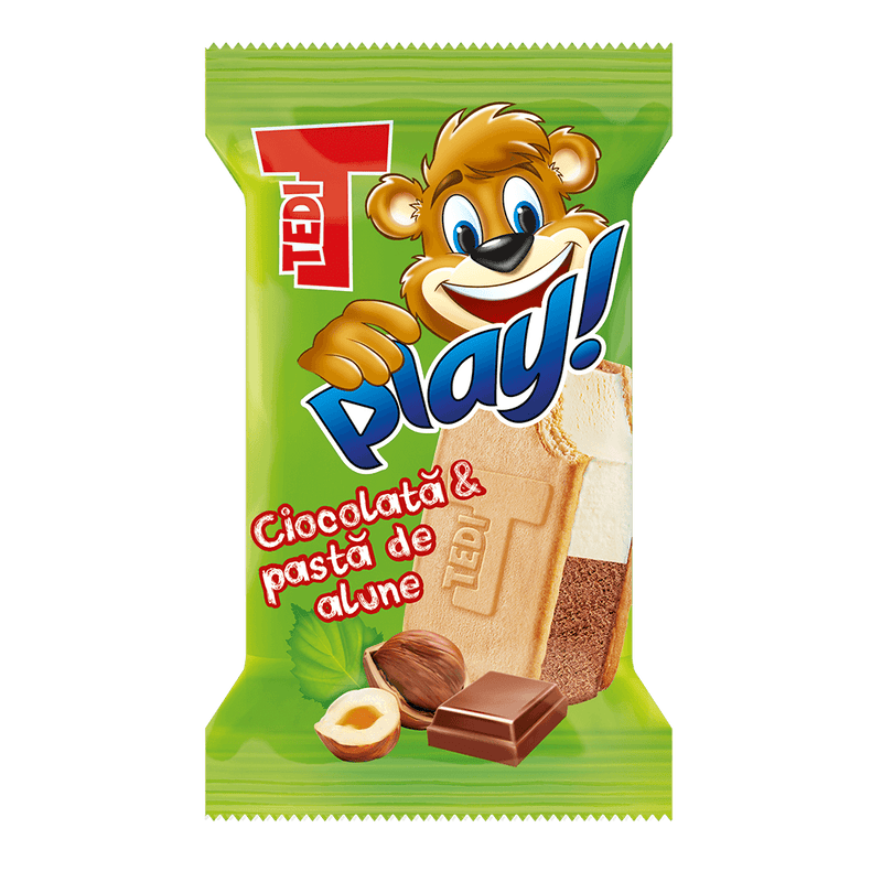 Tedi inghetata sandwich cu ciocolata, pasta de alune si biscuiti cu aroma de vanilie 60g