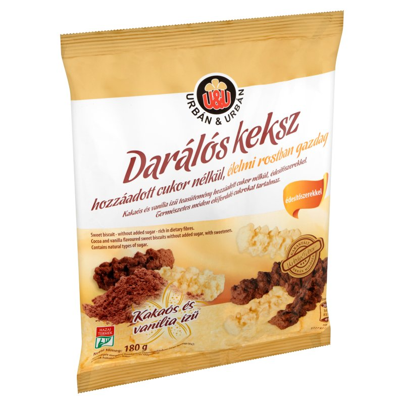 Urban Fursecuri cu gust de cacao si vanilie cu indulcitor, fara zahar adaugat 180g