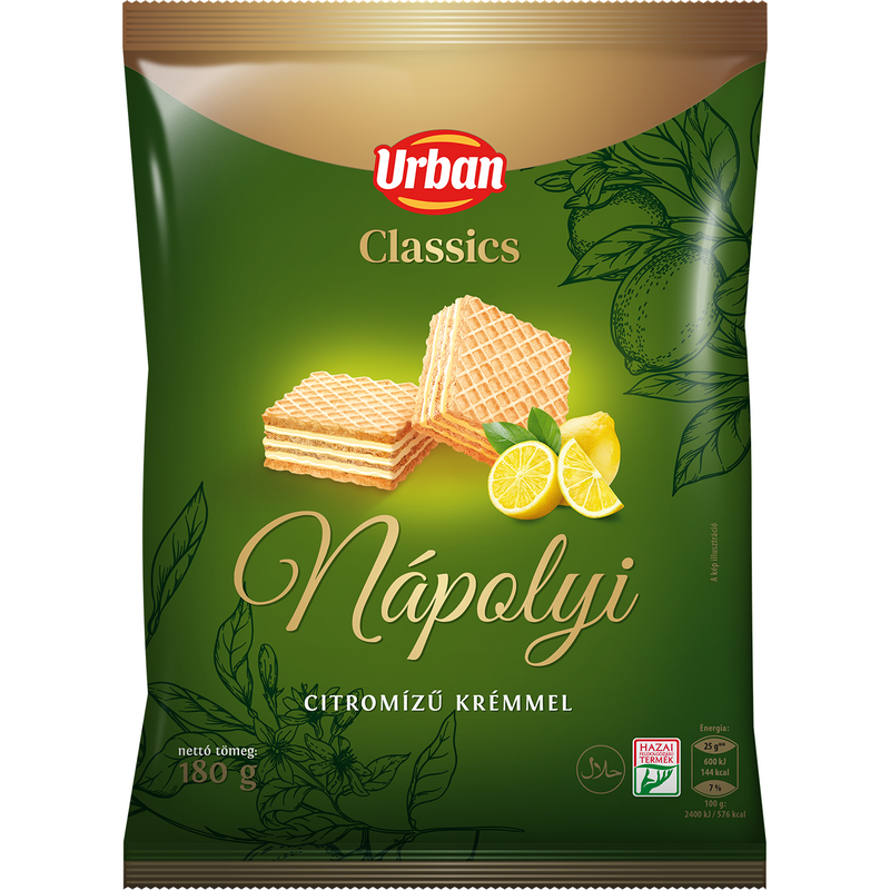 Urban Classics Napolitane umplute cu crema de lamaie (65%) 180g