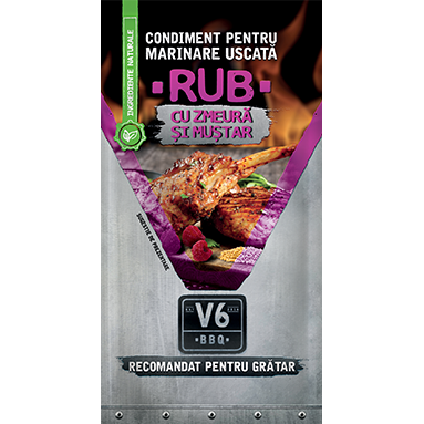 V6BBQ Condiment pentru marinare uscata Rub cu zmeura si mustar 40g