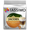 Caffè macchiato al caramello Tassimo Jacobs, 2 x 8 capsule di caffè e latte, 8 bevande x 295 ml, 268 gr