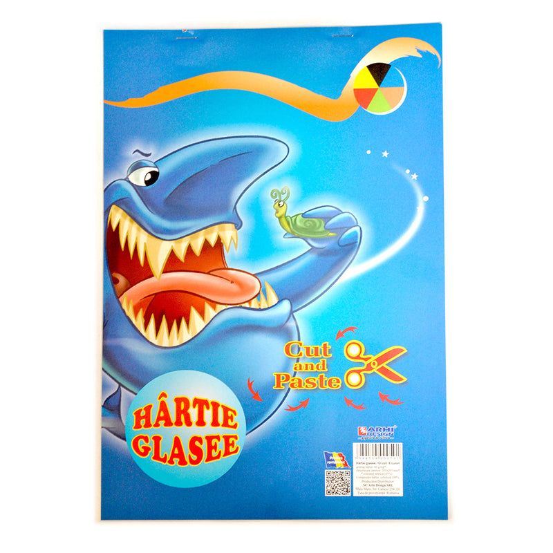 Bloc hartie Glasse lucioasa Arhi Design A4, 12 coli, 6 culori