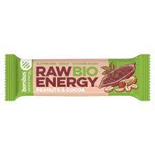 Bombus Baton energizant bio, Raw Energy, cu arahide si cacao, 50g
