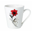 Vanora Cana din portelan 310 ml, model alb cu flori rosii