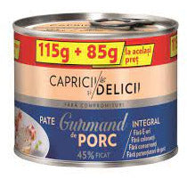 Capricii si Delicii pate integral porc 45%, 115 + 85 g