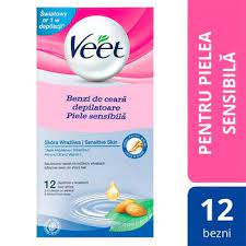 Veet benzi de ceara rece pentru piele sensibila, 12 benzi