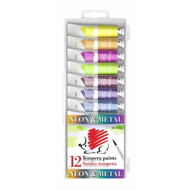 Ico Tempera 12x12ml, metal & neon