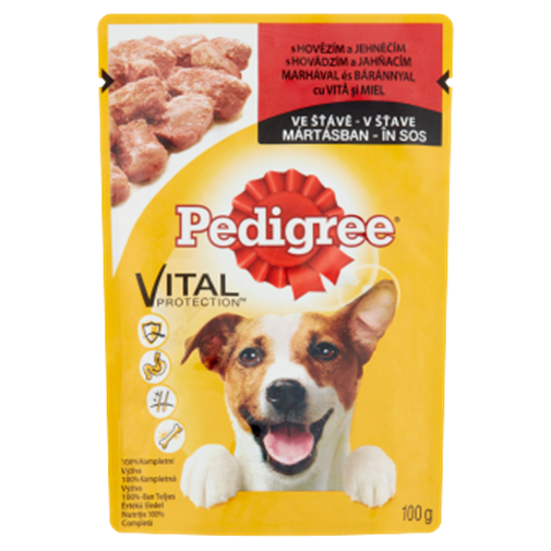 Pedigree hrana cu vita si miel in sos pentru caini adulti 100 g