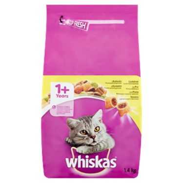 Whiskas hrana uscata completa cu vita pentru pisici adulte 1,4 kg