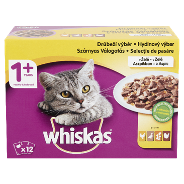Whiskas hrana umeda cu selectie de pasare in aspic pentru pisici adulte 12 x 100 g