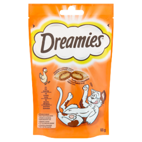 Dreamies hrana cu pui pentru pisici adulte si pisoi de peste 8 saptamani 60 g