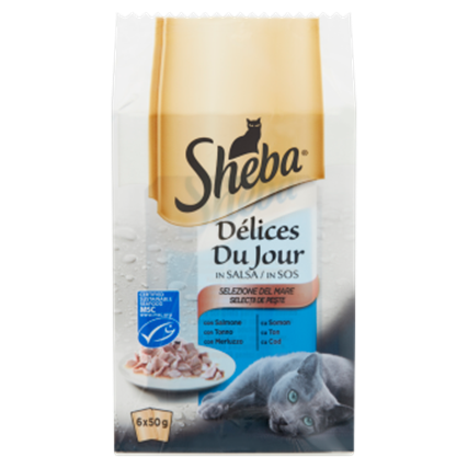 Sheba DÃƒÂ©lices Du Jour selectii de peste in sos pentru pisici adulte 6 x 50 g