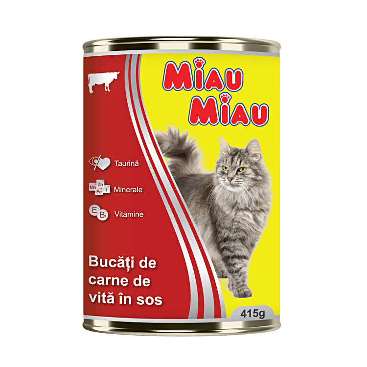 Conserva Miau Miau cu carne de vita 415g