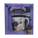 Set cana din portelan cu lingurita si farfuriuta Charisma Lavender, 300ml