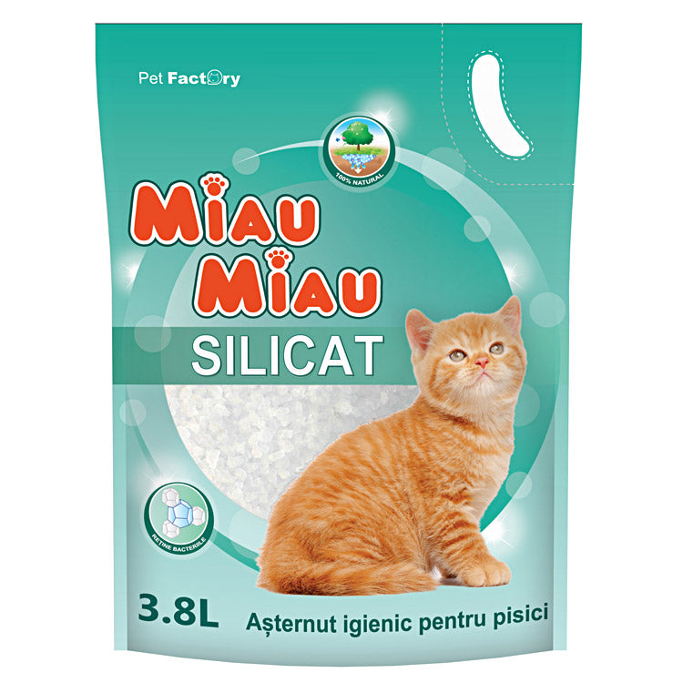 Miau Miau nisip pentru pisici silicat 3.8L