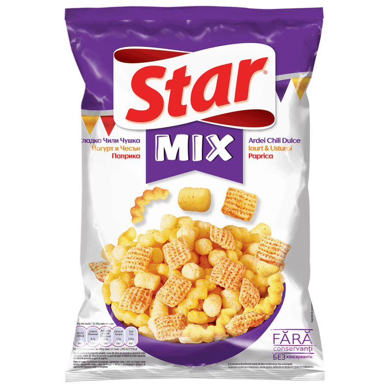 Star Snacks Mix mov cu aroma de ardei, paprika, iaurt si usturoi 100gr